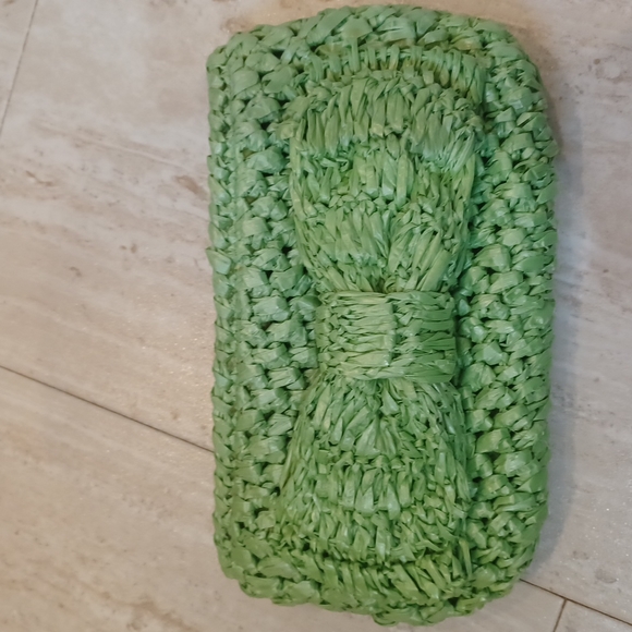 Big Buddha Handbags - Big Buddha Lime Green Straw Travel Pouch